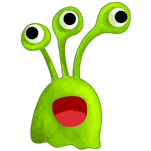 Space Explorers Theme Friendly Green Alien Transparent Sticker